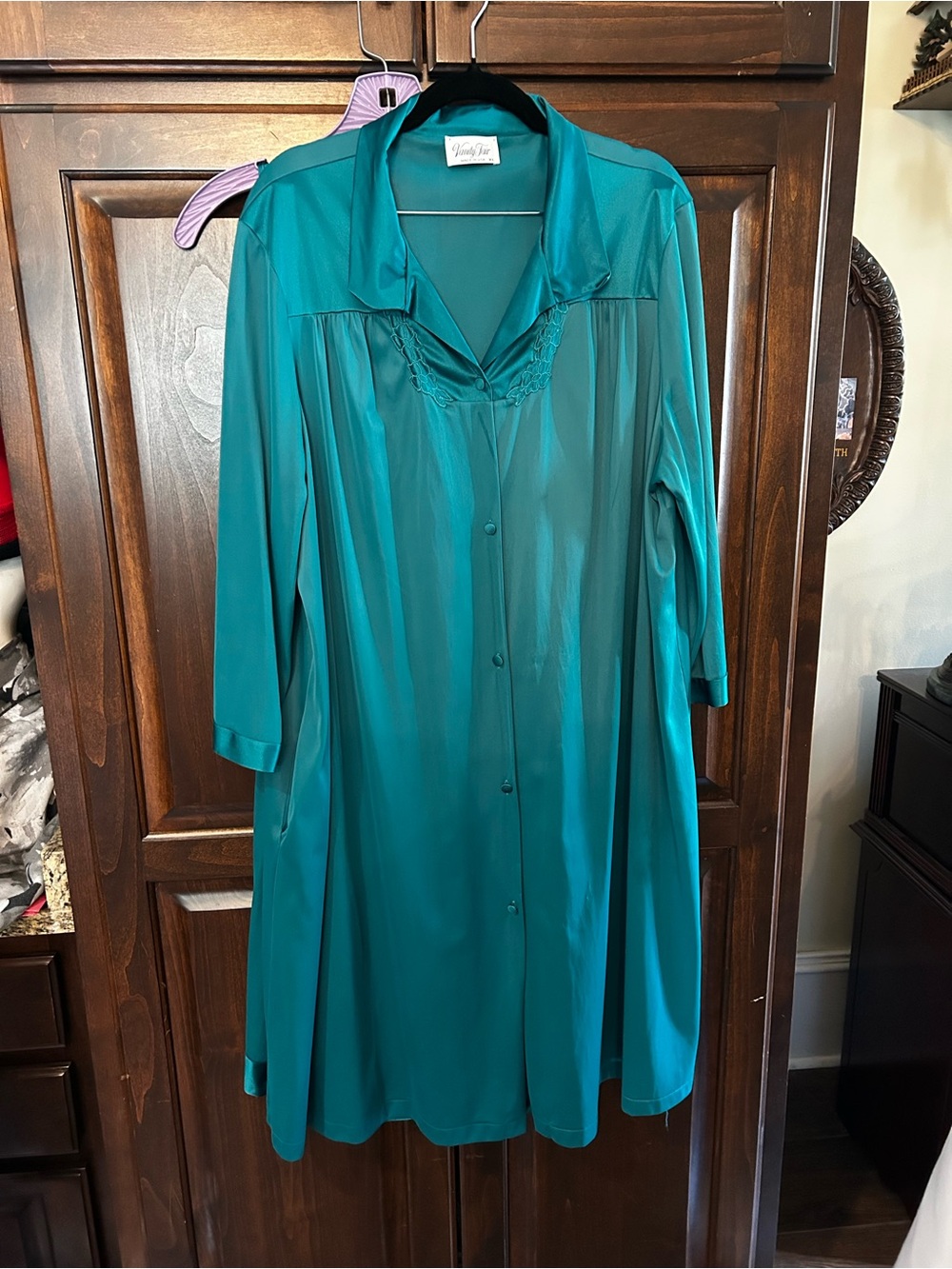 Vanity Fair Sz XL Teal Button-Front 2Pc Sleeveless Midi Set